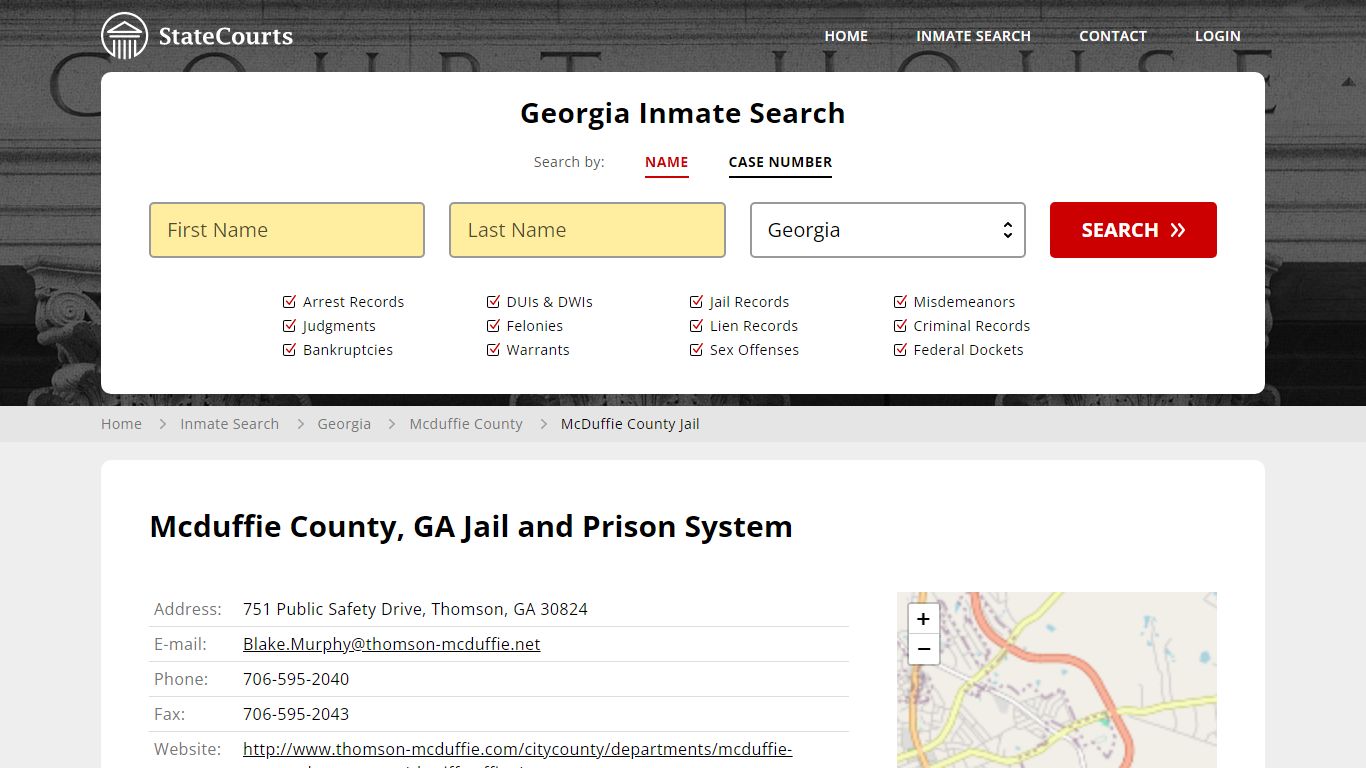 McDuffie County Jail Inmate Records Search, Georgia - StateCourts
